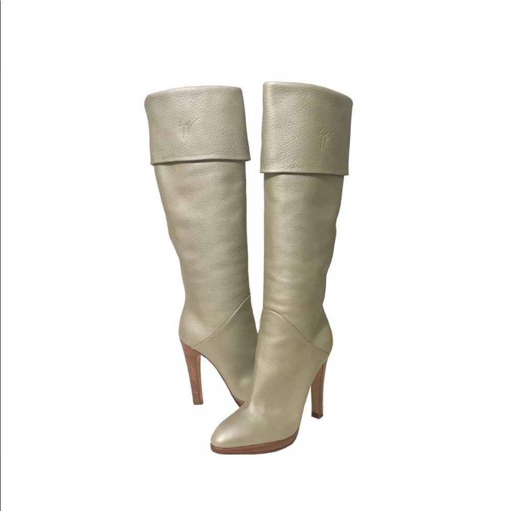 Giuseppe Zanotti Tall Fold-over Platinum Boot